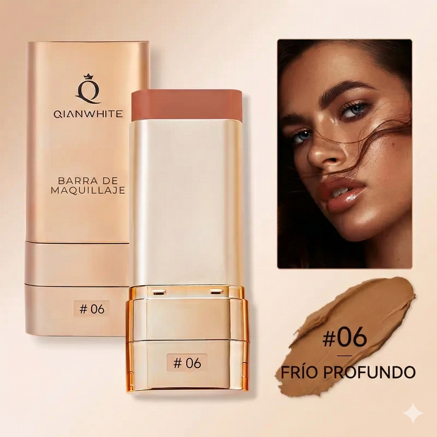 Base de maquillaje en barra de doble extremo - Brocha incorporada
