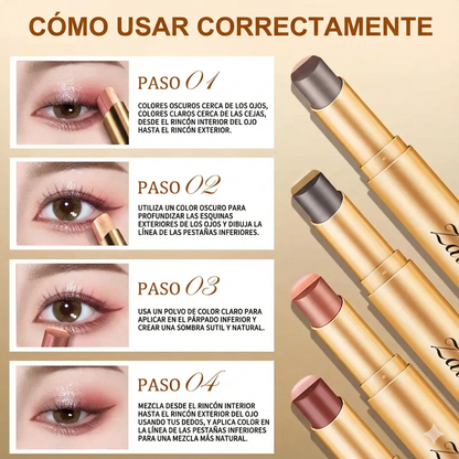 Sombra de ojos en barra 3 en 1 - Brillo de larga duración a prueba de manchas