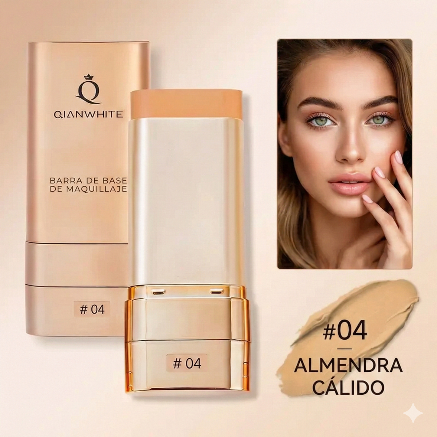 Base de maquillaje en barra de doble extremo - Brocha incorporada