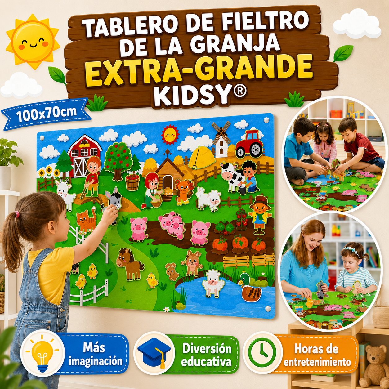 Tablero de fieltro de la granja Kidsy® XL