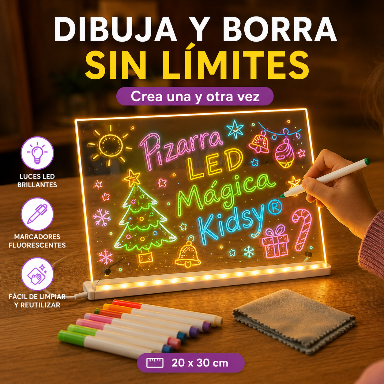 Pizarra LED Kidsy® Grande(20x30)