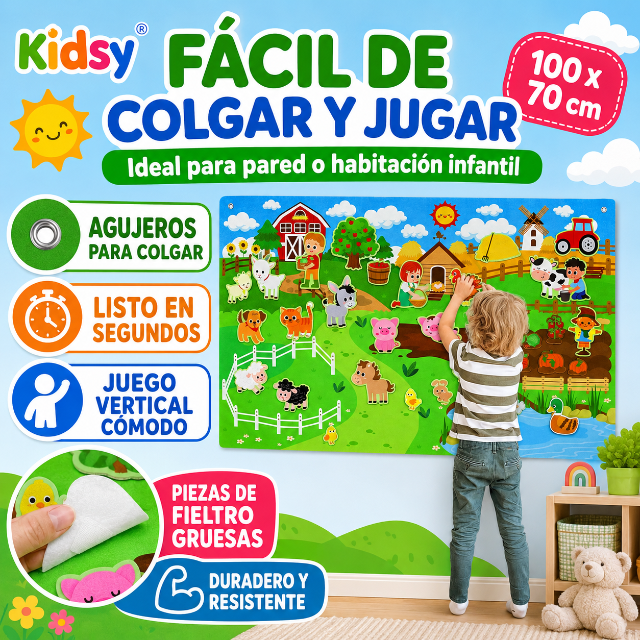 Tablero de fieltro de la granja Kidsy® XL