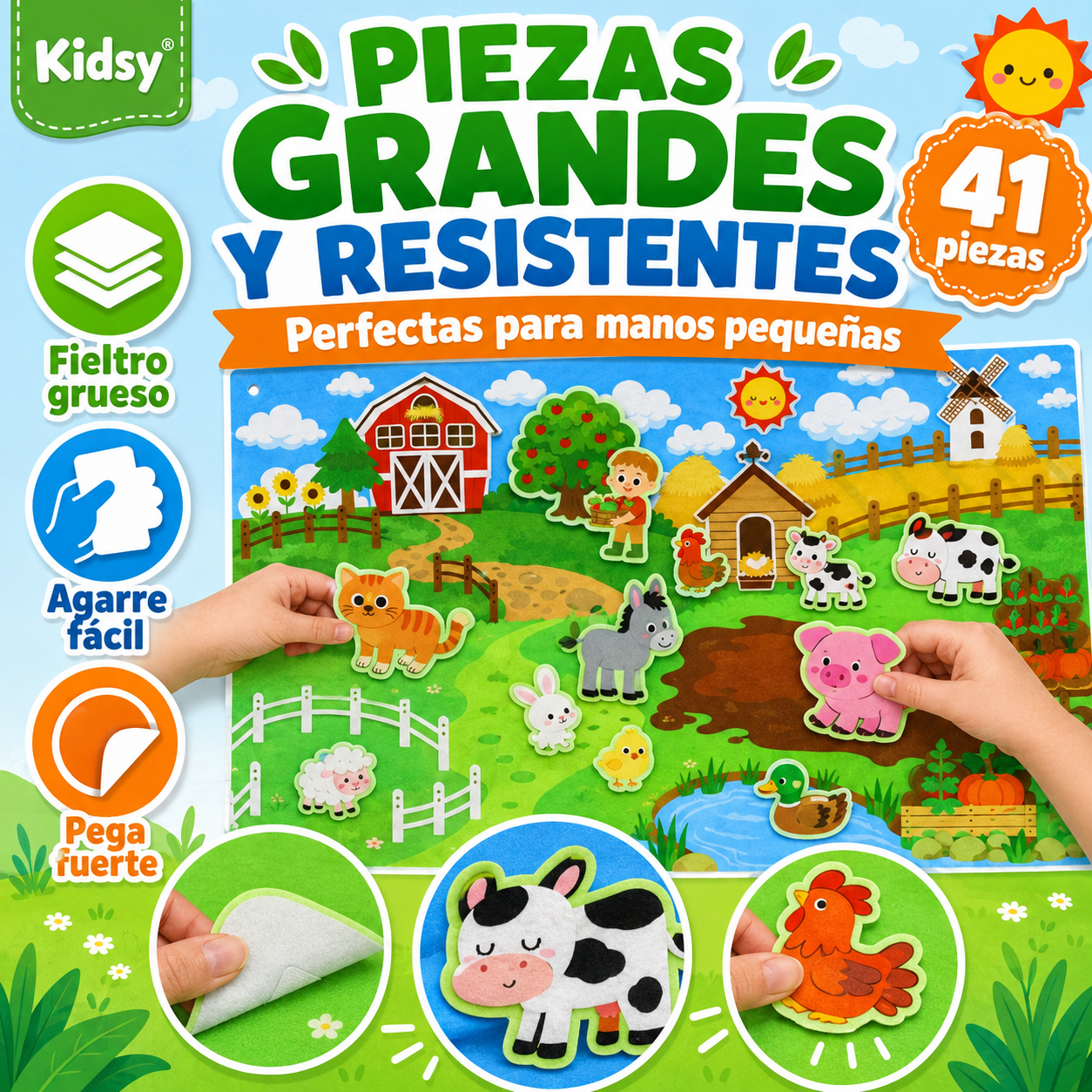 Tablero de fieltro de la granja Kidsy® XL