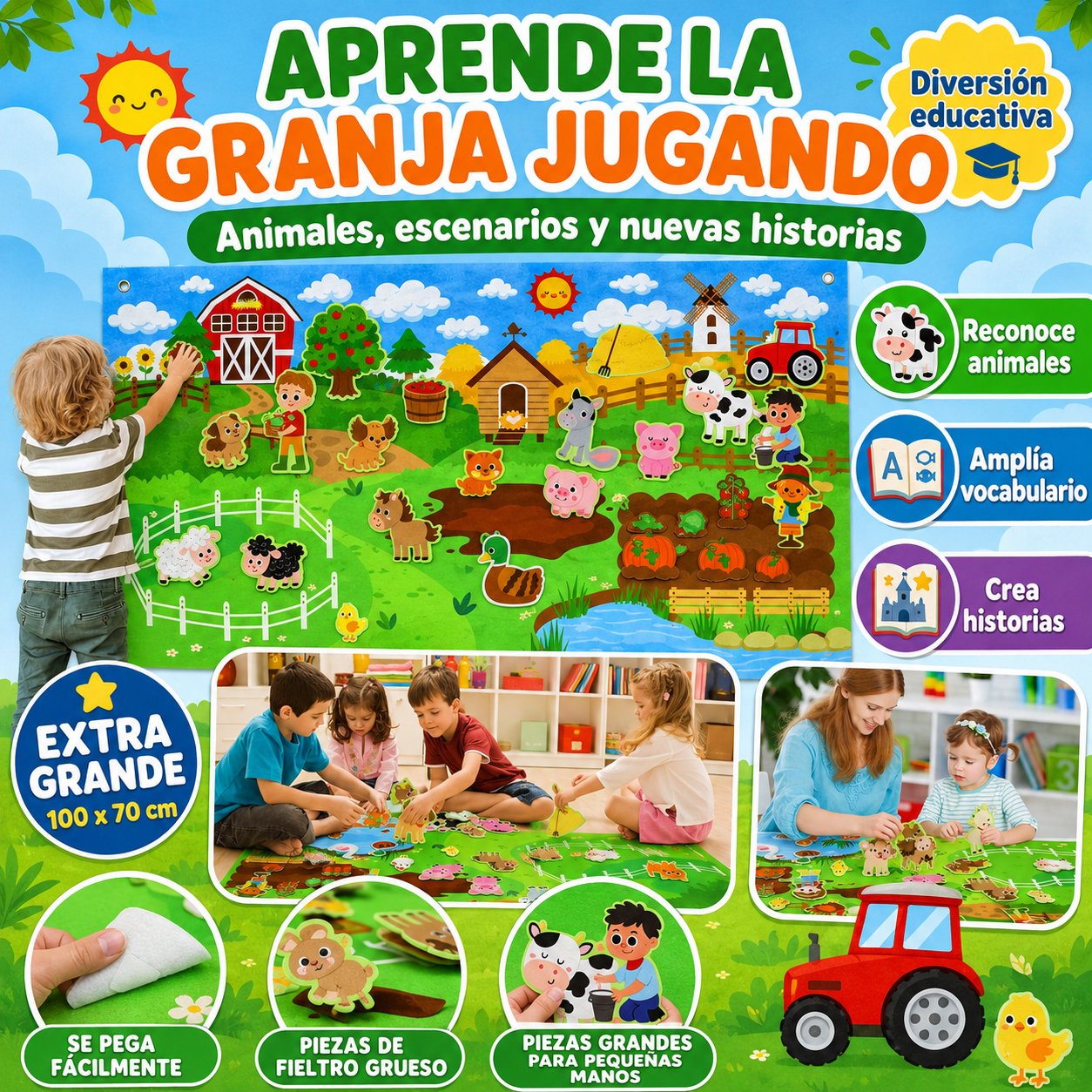 Tablero de fieltro de la granja Kidsy® XL