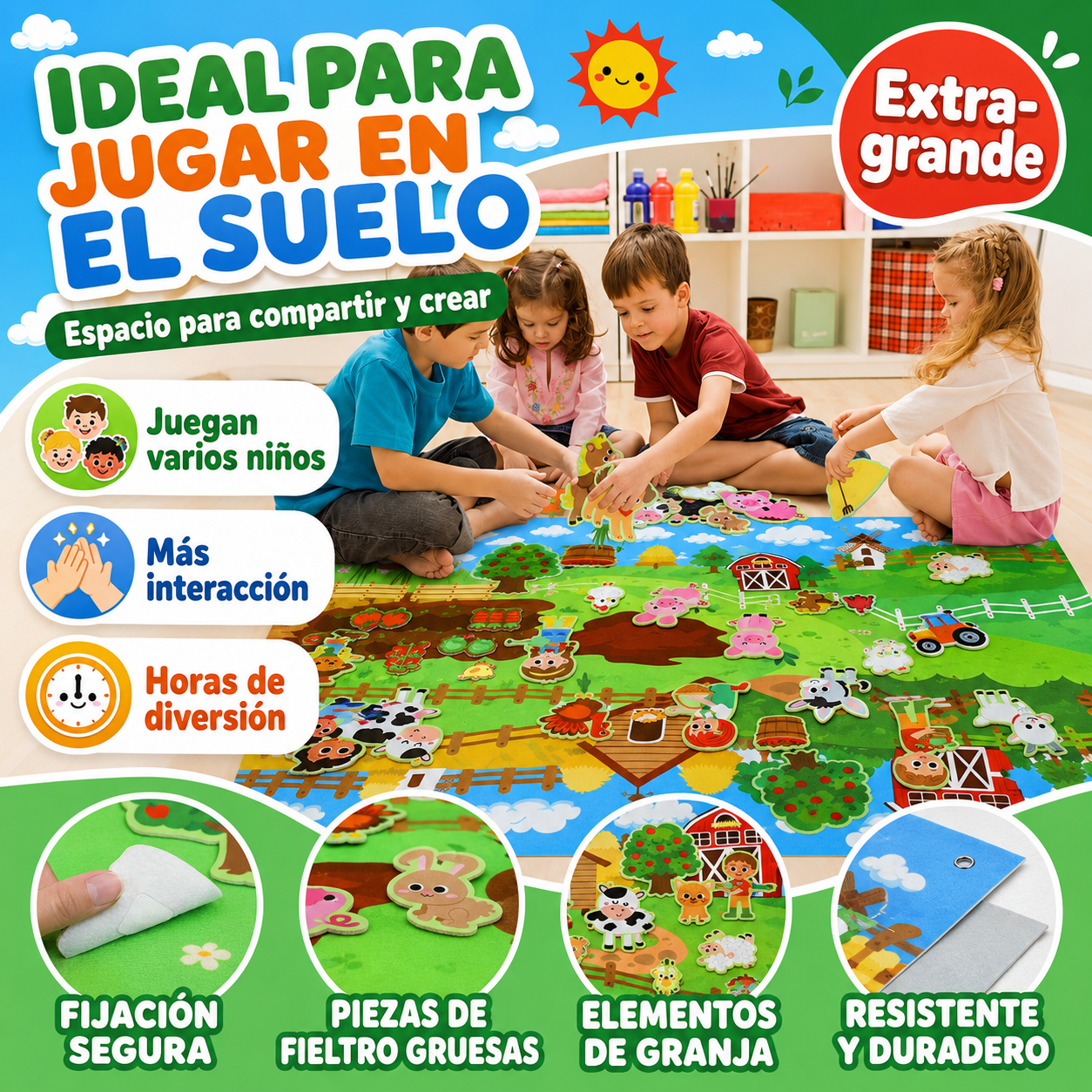 Tablero de fieltro de la granja Kidsy® XL